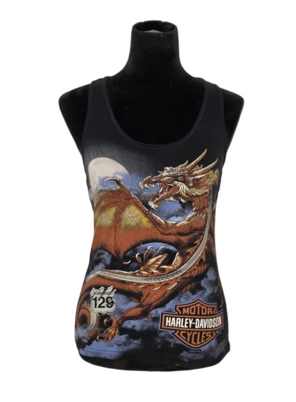 Harley Davidson 2014 Smoky Mountain Tennessee Dragon Graphic Tank Top Black L